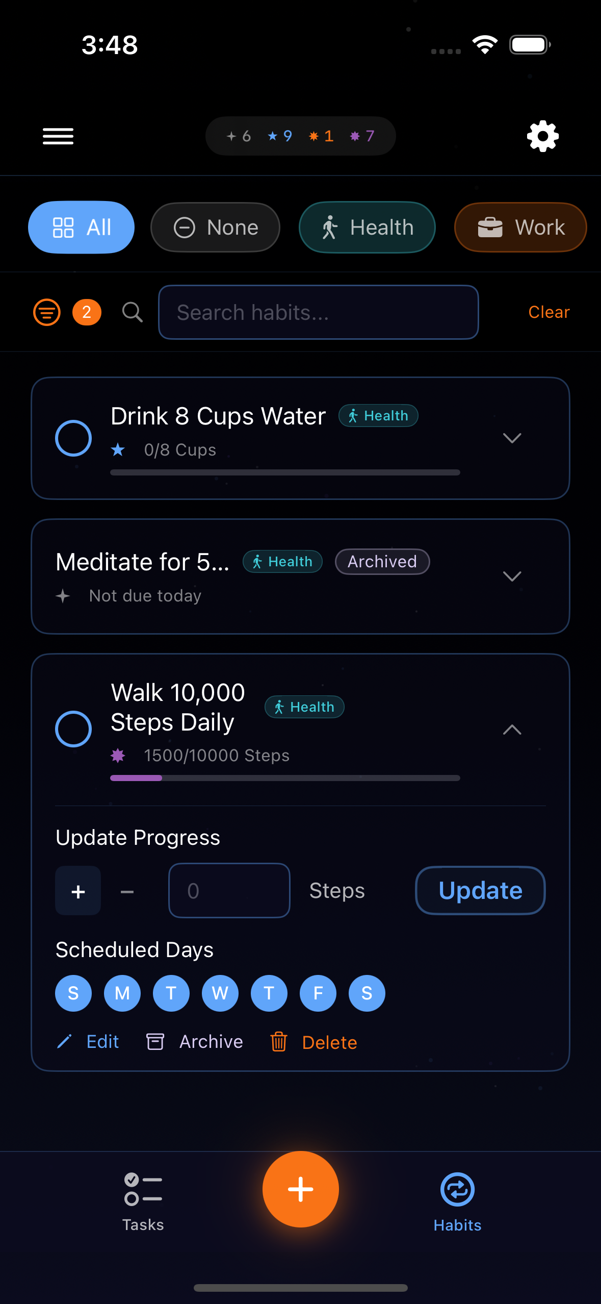 Habit capture interface