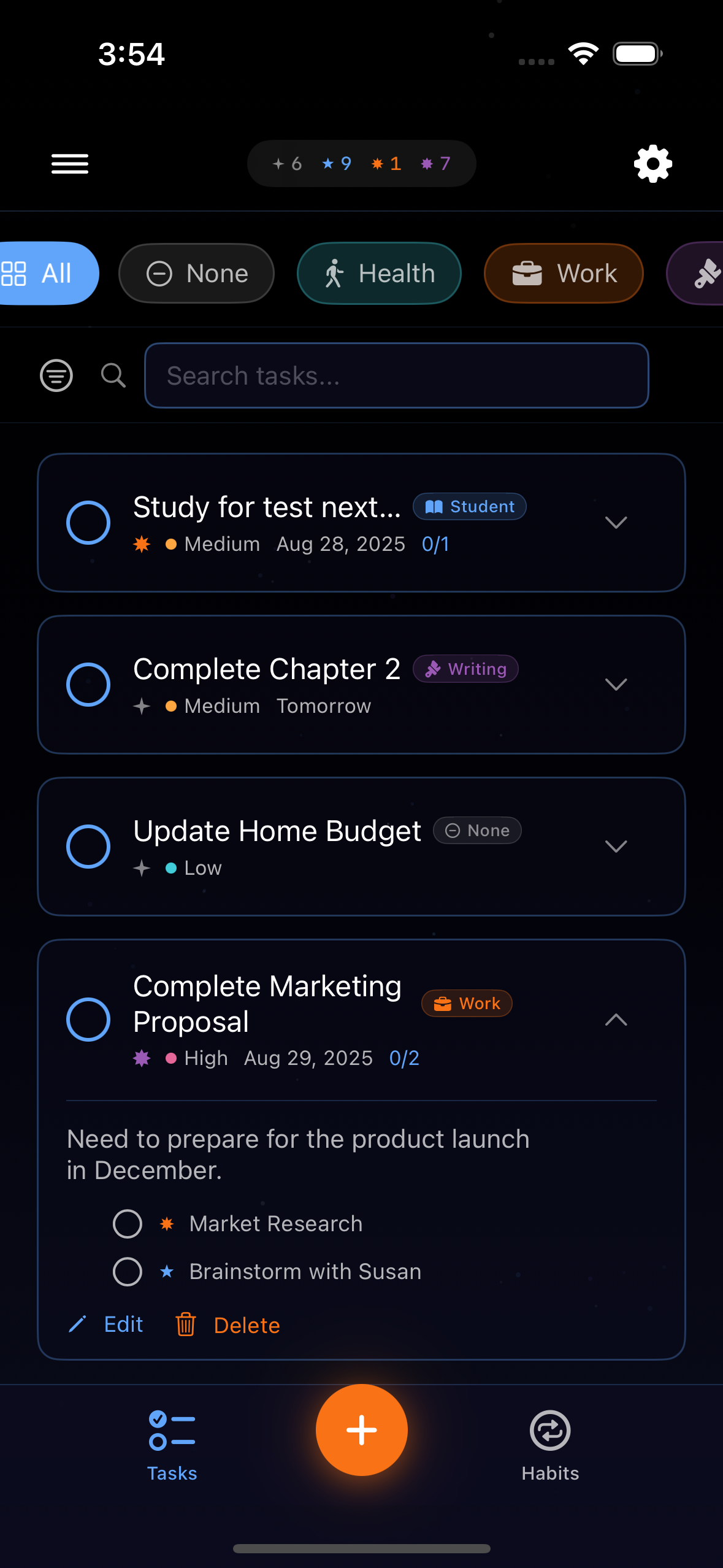 Task management interface